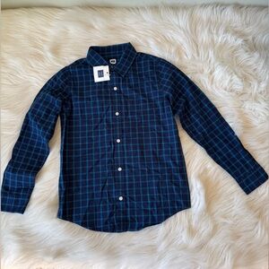 Janie and Jack Navy and Teal Checkered Shirt